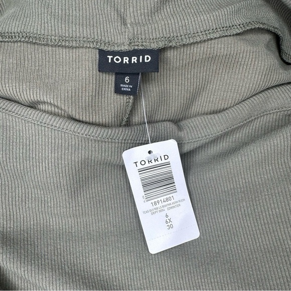 Torrid Midi Ribbed Asymmetrical Hem Dress in Olive Green Plus Size 6 or 6X Nwt - Picture 9 of 9